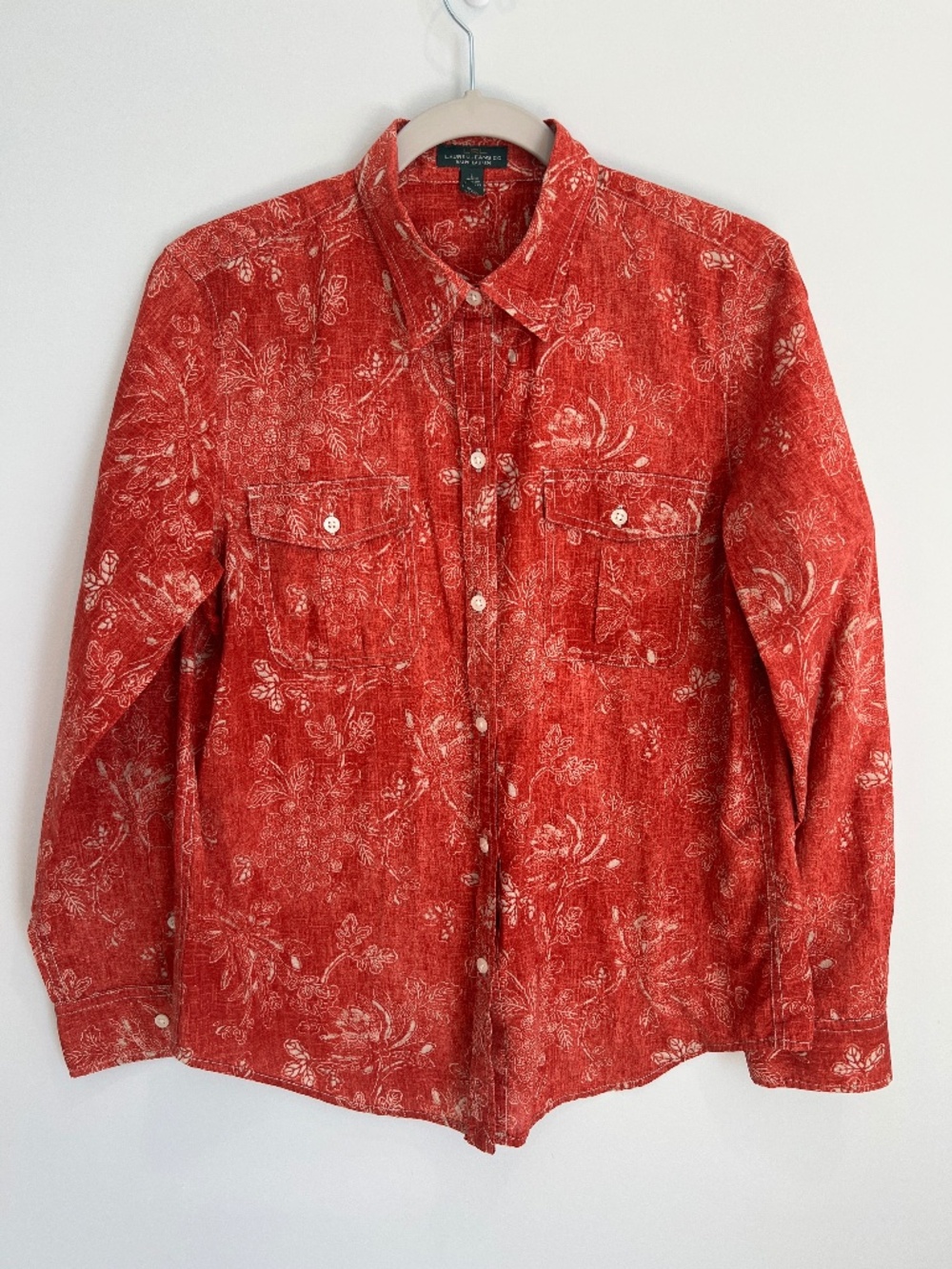 Lauren Jeans Co Ralph Lauren Women's Rust Floral Button Down Shirt - L